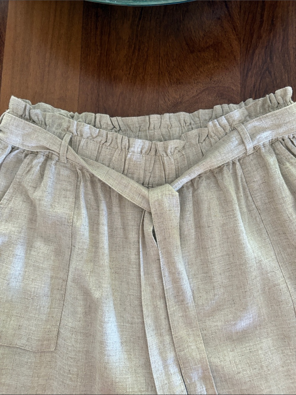 Linen and viscose blend paper bag wide leg pants. Great Fall color & Size medium - Picture 3 of 10